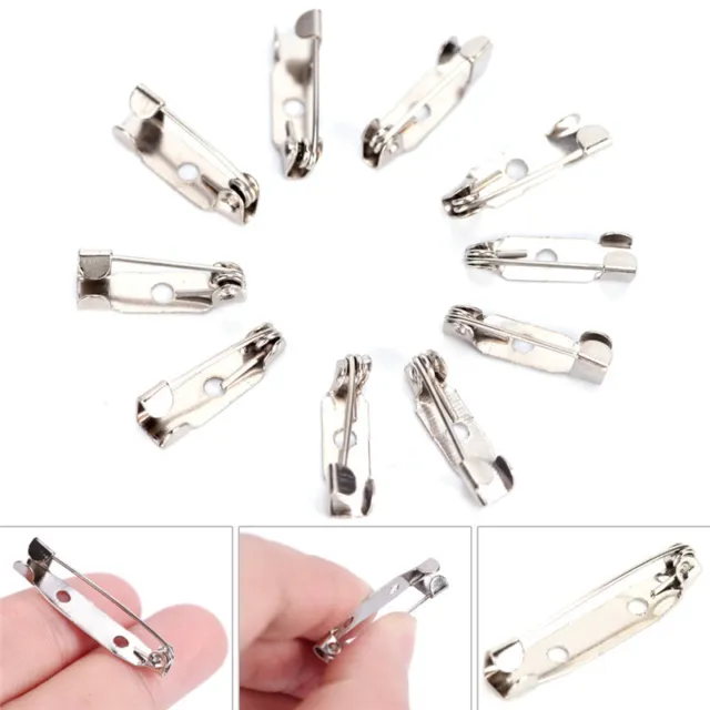 10x Safety Brooch Catch Bar Locking Pins Back Base Findings DIY Craft 15-40mm