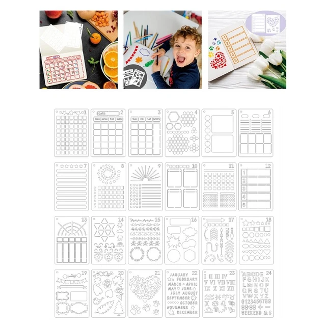 24PIECES A5 JOURNAL Templates Scrapbooking Stencils for Journal Planner ...