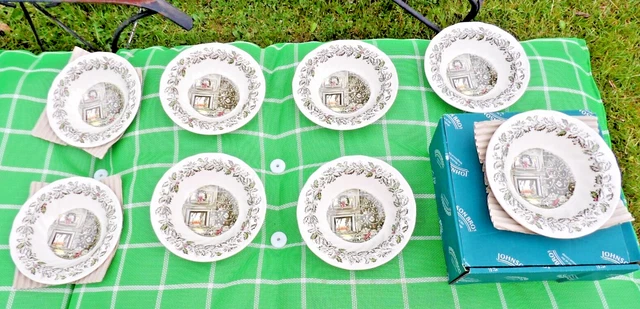 Set of 8 New OS Johnson Brothers Merry Christmas 6.25" Bowls Berry Dessert Sauce