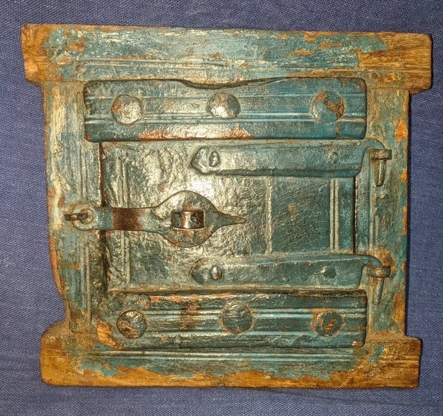 Antique Old Collectible Hand Carved Painted Rare Size Small Wooden Window Door