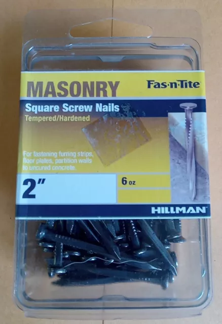 NOS Hillman HARDENED Steel MASONRY SQUARE Screw Nails 2" VOLUME DISCOUNT