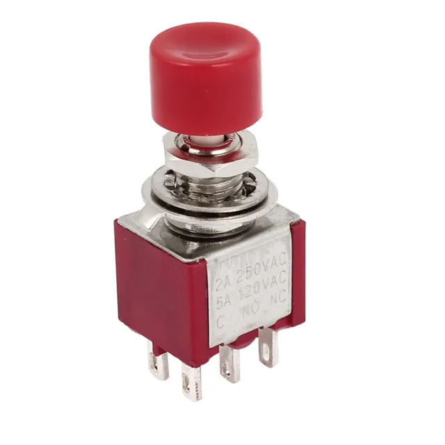 Red 6 Pin DPST 2NO 2NC Momentary Push Button Switch AC 120V 5A 250V 2A