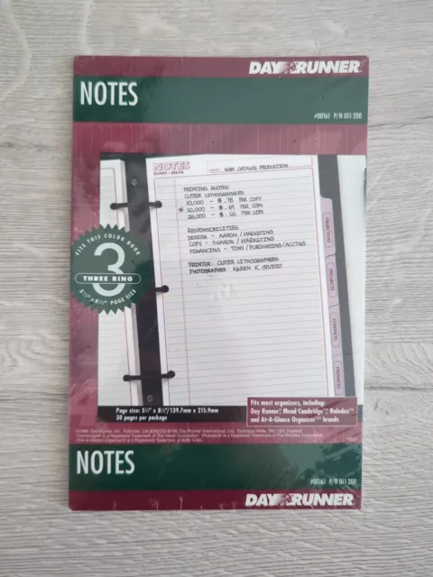Day Runner Refill Pages Notes Diary Ideas 30 Pages 5.5 x 8.5 Compact Planner New