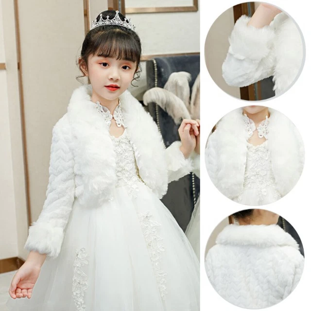 Bambine Ragazze Pelliccia Finta Scialle Cardigan Coprispalle Corto Giacca Bolero 3