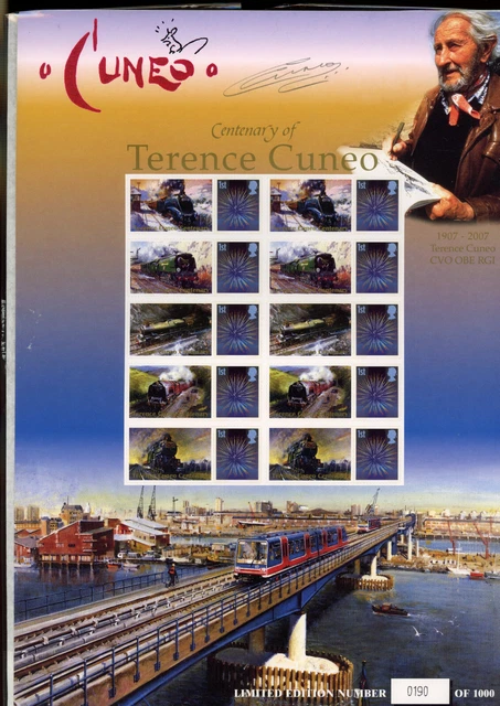 Centenary of Terence Cuneo Smilers sheet signed Carole Cuneo
