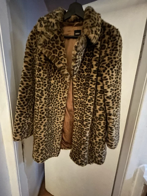 OASIS FAUX FUR Fluffy Cheetah Leopard Animal Print Coat Jacket 10.00 PicClick UK