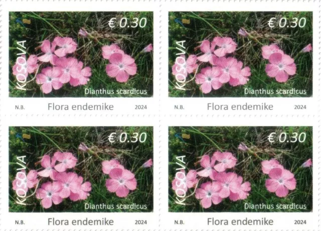 Kosovo Stamps 2024. Flora: Dianthus scardicus. Definitive stamps 0.30 MNH