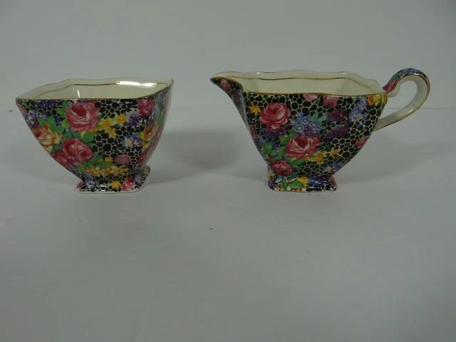 Royal Winton Grimwades Hazel Chintz Creamer & Open Sugar Bowl England