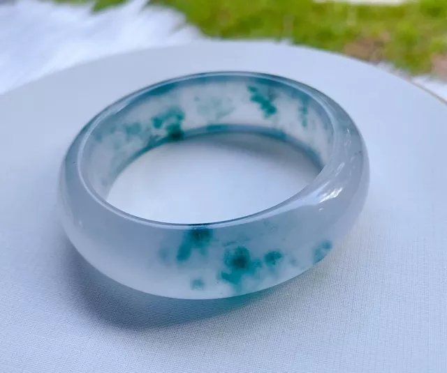 Natural real ice jade bangle Small size 52mm-53mm  (Diameter) W:17mm