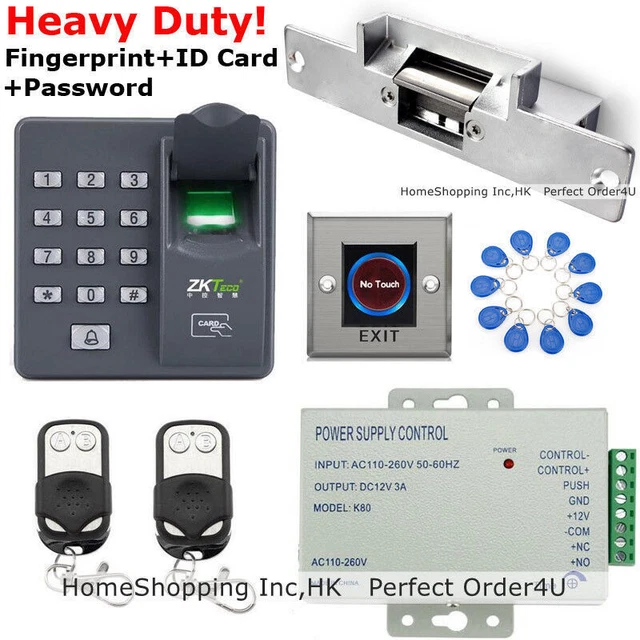 ZKTECO FINGERPRINT+RFID CARD Door Access Control Kit+ Door Strike Lock