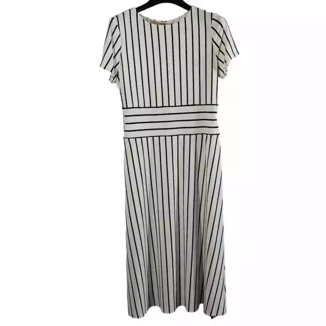 Lauren Ralph Lauren Black/White Strip Midi Dress, Sz 14