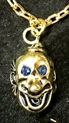 1940s 50s Solid Creepy Clown Copper Or Gold Plated Option With 18"/20" Chain