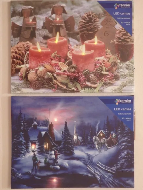 LED Christmas Light-up Canvas Picture (Choice of 2)