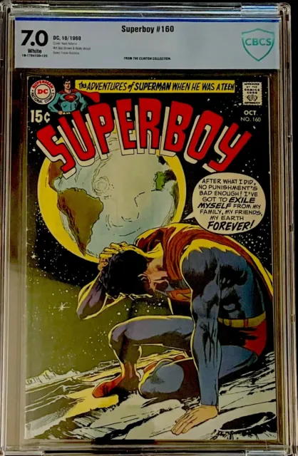 SUPERBOY #160 CBCS 7.0 1969 classic Neal Adams cover Clinton Collection not CGC