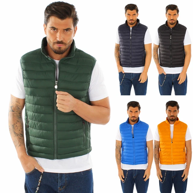 Giubbotto Uomo Smanicato Slim Fit Piumino Giubbino Senza Maniche Blu Nero Giallo