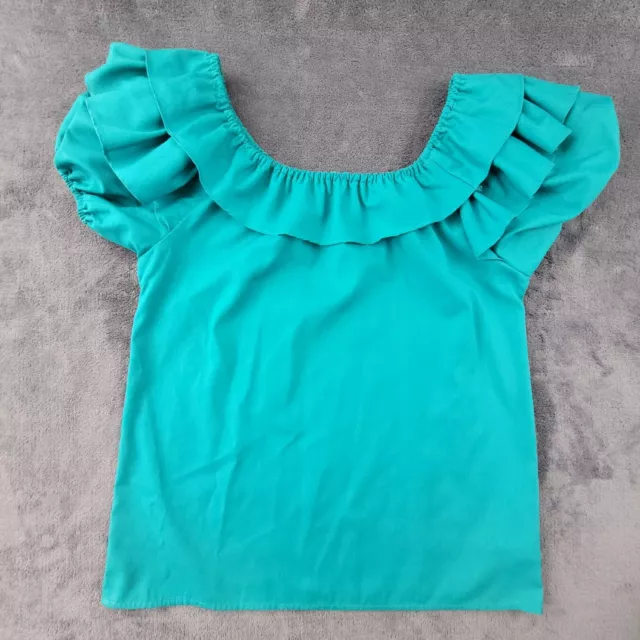Vtg Jeri Bee Square Dance Blouse Medium  Green