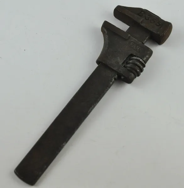 Antique Rare Metal Adjustable Wrench Hammer Forged Tool FAHR 21 B356