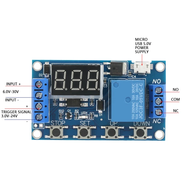 DC 5-30V LED Display Delay On/Off Relay Module Trigger Cycle Delay ...