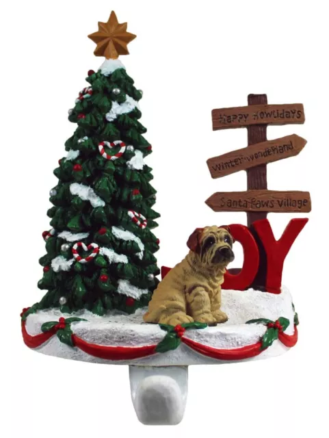 Shar Pei Stocking Holder Hanger Cream