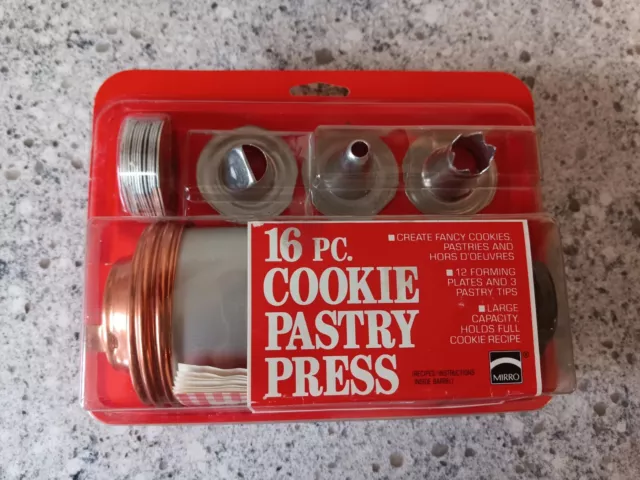 Vintage Mirro Cookie Pastry Press Decorator Tips Pink Aluminum No Plastic