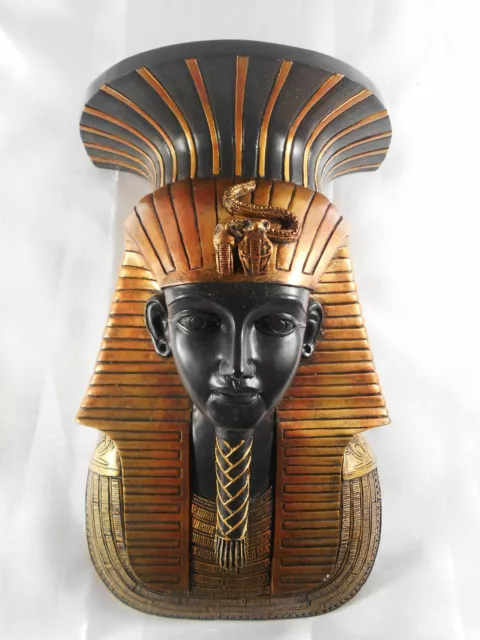 ÉGYPTE : MAGNIFIQUE APPLIQUE MURALE ÉGYPTIENNE " PHARAON " EN RÉSINE 24,5 Cm