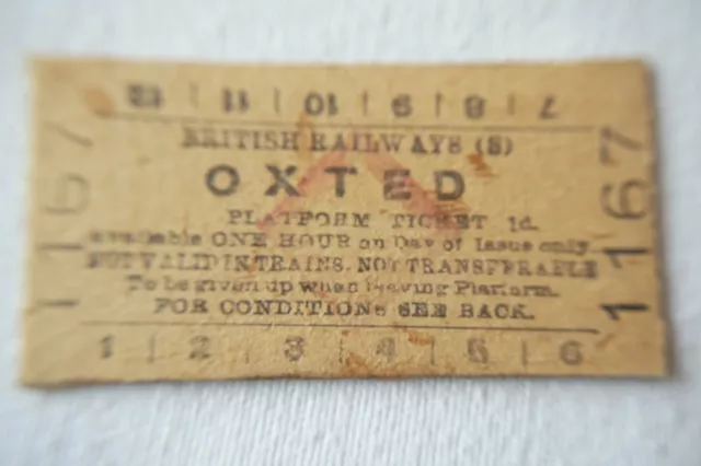 Oxted British Rail Platform Railway Train Ticket