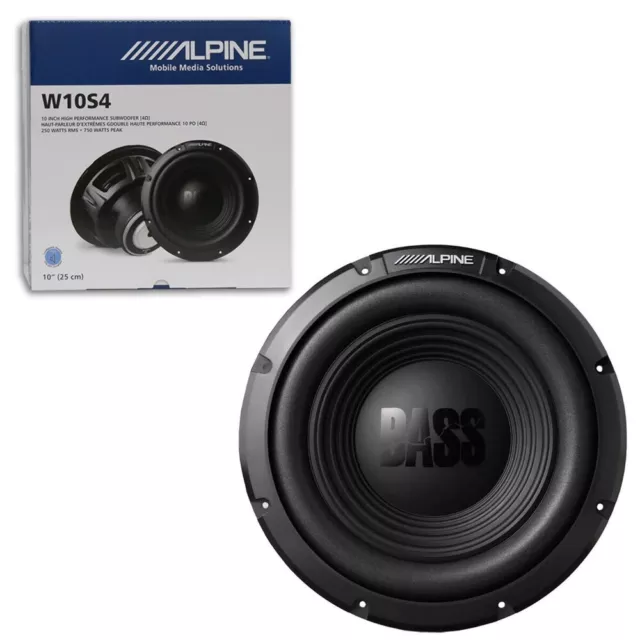 Alpine W10S4 10" 10 Inch Single 4 Ohm Car Audio Bass Subwoofer 750W Max