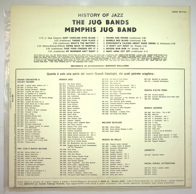 EBOND The Jug Bands-Memphis Jug Band Vinile - Joker  -  SM 3104 V074060 2