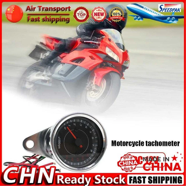 12V Motorcycle Tachometer Analog REV Counter RPM Gauge with Blue LED Backlight F