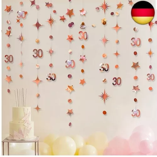 Rose Gold 30. Geburtstag Dekorationen Nummer 30 Kreis Dot Twinkle Star Girlande 3