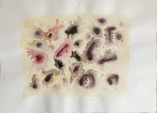 Giuliano Negretto opera unica Tecnica Mista Composizione 70x50 firmata del 2003