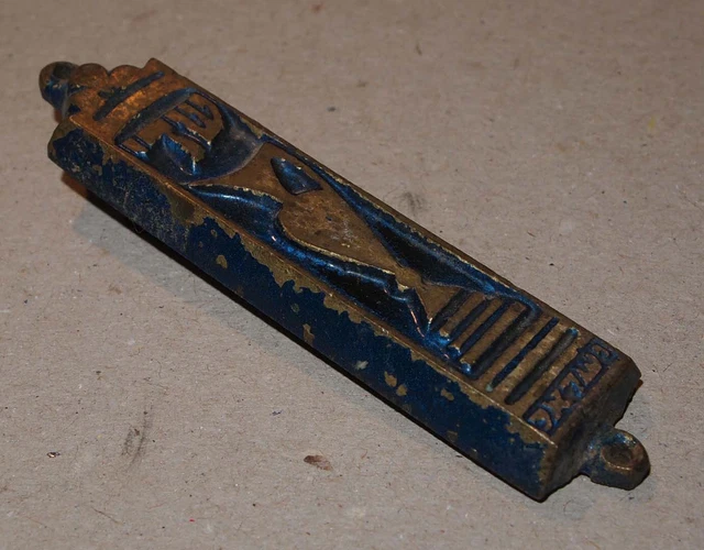 Mesusa Mezuzah Schriftkapsel m. Klaf / Messing blau lackiert ~ 1,9x8,5 cm gross Mesusa Mezuzah Schriftkapsel m. Klaf / Messing blau lackiert ~ 1,9x8,5 cm gross