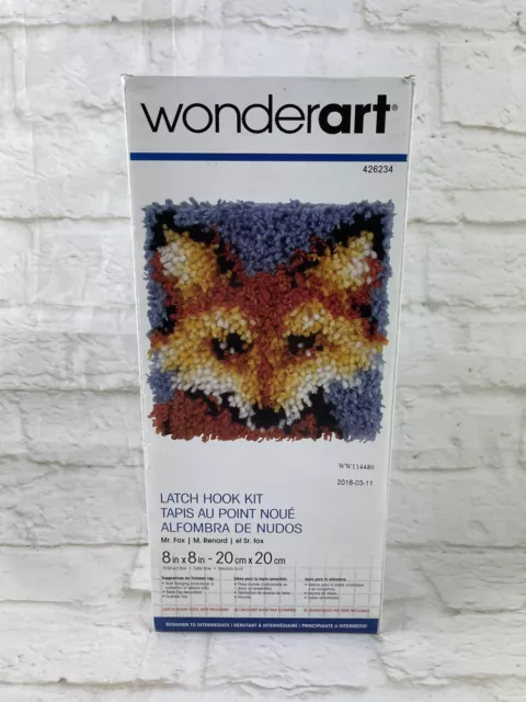 Spinrite-Caron Wonderart Latch Hook Kit 8"X8" Mr. Fox ~ Has Been Started