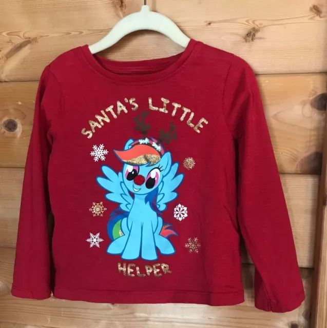 Indossato in buone condizioni Next Girls rosso My Little Pony top natalizio età 2-3 anni