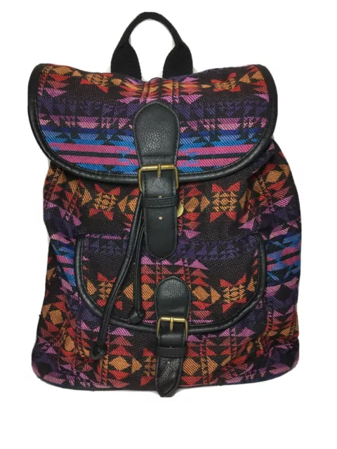 Steve Madden Girl Aztec Southwestern Buckles Cinch Backpack 15x12x6 EUC