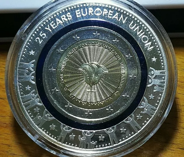 2 Euro Griechenland 2018 * blauer Polymerring 70 Jahre Vereinigung * in Kapsel