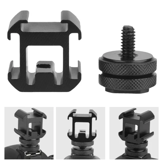 Triple Head Hot Shoe Mount Adapter Bracket Flash Holder Converter Camera To