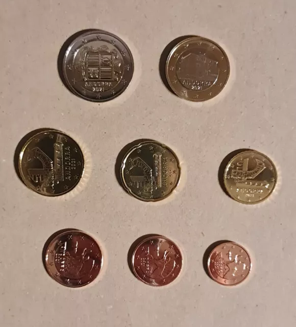 Serie Euros Andorre 2021 - 8 pièces 1 centime à 2 Euros