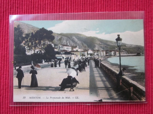 Cpa Ecrite Timbre Menton La Promenade Du Midi 06