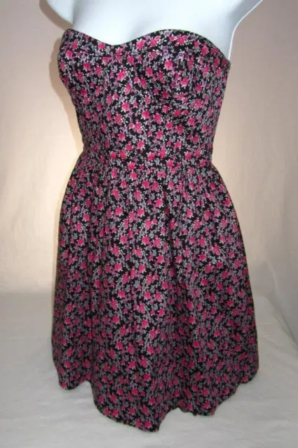 WOMEN'S JUNIORS NEW Black Poppy strapless dress size small black/pink ...