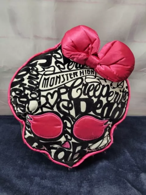 Monster High Skull Skullette Cuddle Pillow Rare Plush Pink Bow has damage