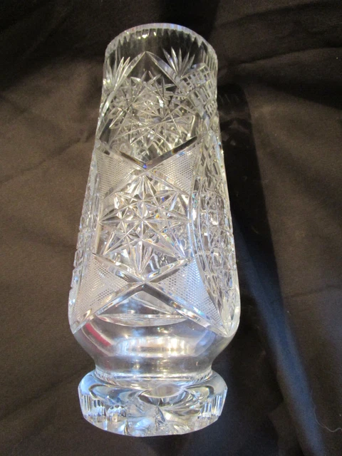 VASE ANCIEN ART DECO VERRE finement ciselé épais  solide lourd 1kg800
