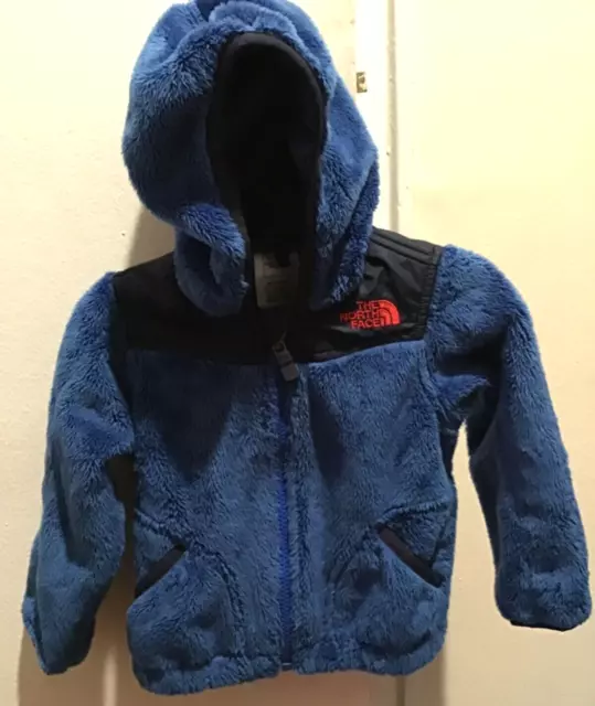 The North Face Baby Oso BLUE Hooded Fleece Jacket Infant 12-18 months EUC