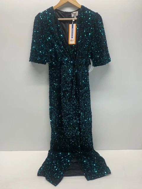 DLSB IVIVI BLACK Silver Glitter Sparkle Stripe Velvet Dress Uk S New 9.76  - PicClick UK