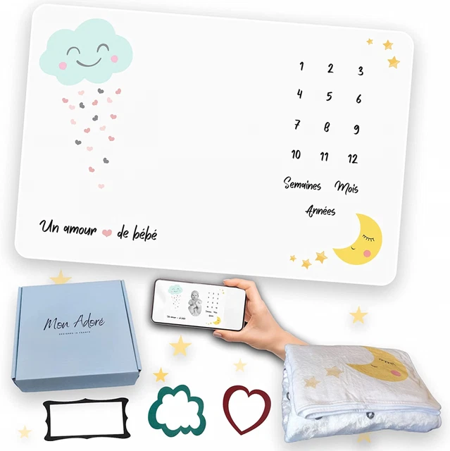 Couverture étape bébé mensuelle en Français, Cadeau Naissance ou Baby...