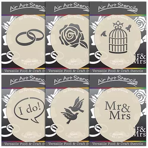 Wedding Stencils Cake & Craft Love Designs - Wash & Reuse - Mr & Mrs Rose Birds