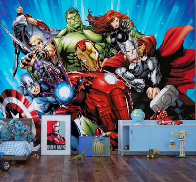 Kids room Wall Mural photo wallpaper 141x100 inch Comics super heroes Marvel