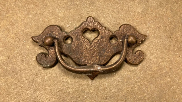 Antique Arts Crafts Cast Brass Dresser / Furniture Drawer Pull Handle Hardware