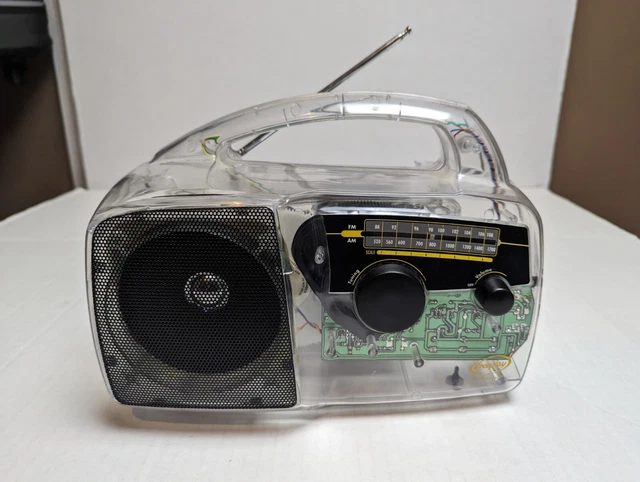 Self Powered AM/FM Radio Solar Crank Clear See Through Prison Freeplay Repaired Self Powered AM/FM Radio Solar Crank Clear See Through Prison Freeplay Repaired