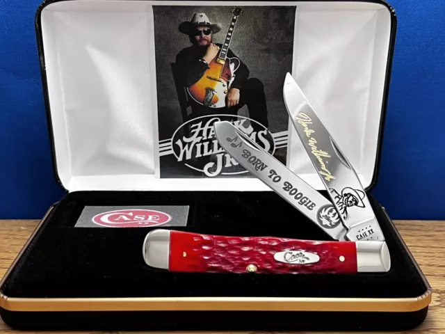 CASE XX HANK JR.1/50”Born To Boogie”Red Bone Trapper Knife Deep Color Etched New